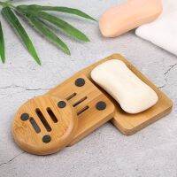 Bamboo Wooden Soap Tray Bathroom Drainer Dishes Wash Shower Soap Holder Durable Square Round Bamboo Box Drain Storage Box Food Storage  Dispensers