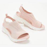 COD สินค้าแฟชั่นNew womens sandals summer mesh cloth thick-soled soft-soled casual sports womens shoes flat-bottomed