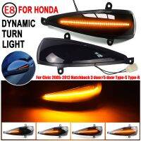 กระจกปีกข้าง Led แบบไดนามิกสีดำ2ชิ้นเปิดไฟสัญญาณไฟแสดงสถานะสำหรับ Honda Civic MK8 Type-S Type-R Hatchback 2005-2012