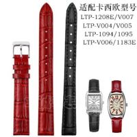 ? Casio small square watch strap LTP-V007/V006/1183E small red watch LTP-1208 female genuine leather strap sells well