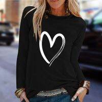 Womens Winter Tshirt Casual Print Shirts O-neck Long Sleeve Top Loose T-shirt 3xl Basic Clothing Camisas De Moda Mujer 2023