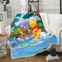 Cartoon Winnie Pooh Blanket Soft Warm Sofa Plush Throw Fleece Blanket Sheet Light Thin Mechanical Wash Flannel Blanket Bedspread