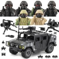 MOC City Special Forces Car Building Blocks SWAT Police Assault Soldiers Figures Military Weapons Vest Parts Bricks Children Toy Building Sets