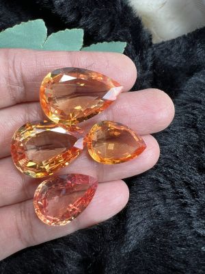 บุษราคัม, พลอยบุษราคัม (YELLOW SAPPHIRE) (4 เม็ด Pcs.) พลอย อัญมณี เครื่องประดับ พลอย แล็บ 90 กะรัต 15X22 ,15x20มม mm