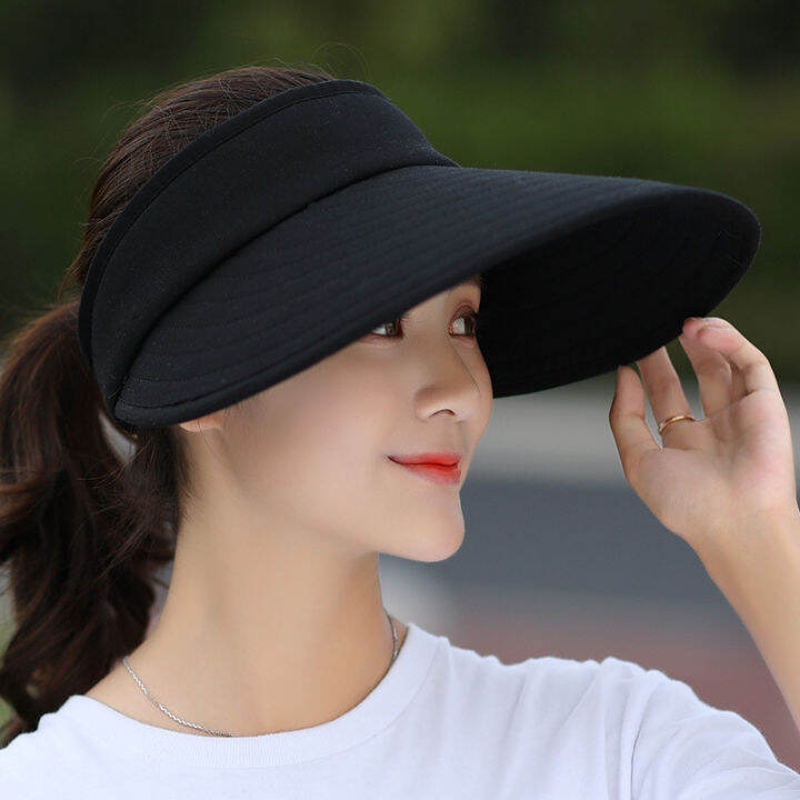 hot-women-summer-sun-visor-wide-brimmed-hat-beach-hat-adjustable-uv-protection-female-cap-packable