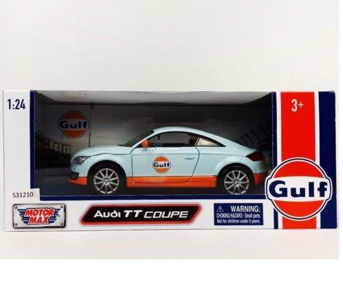 โมเดลรถแข่ง-no-79645-motor-max-audi-tt-coupe-gulf-สีฟ้า-ส้ม-อัตราส่วน-1-24-จำลองเหมือนจริง-ผลิตจากโลหะผสม-diecast-model-ประตูรถเปิดซ้ายขวาได้