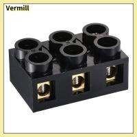 VERMILL 60A เทอร์มินอลบล็อกเทอร์มินัล แถวคู่ 500โวลต์ แถบกั้นไฟฟ้าแบบสกรู ฐานขั้วต่อ 3ตำแหน่ง วิศวกรรมไฟฟ้า