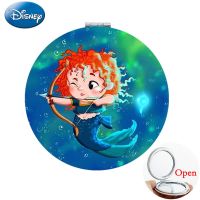 Disney Adorable Mermaid Anime Images Fairy Portable Mirror 65MM Round PU Leather Mini Vanity Mirrors Wholesale FQY487 Mirrors