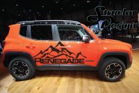 For 1Set 2Pcs Jeep Renegade Mountain Logo Door Graphic Vinyl Decal Sticker Side Reflective SUV Car styling