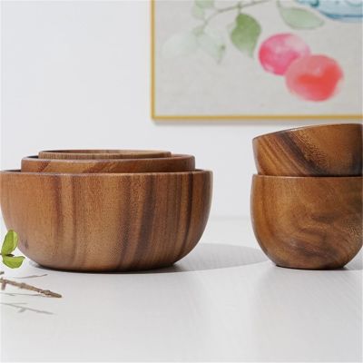 Durable Fashion Wooden Plates Bowls Rice Salad Candy Fruit Saucer Dessert Dinner Bread Bowl Storage