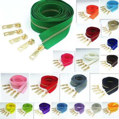 ๑✇◑ 1 Meters long and 2 zipper pullers 5 brass metal zipper used for high-end handbags and purses