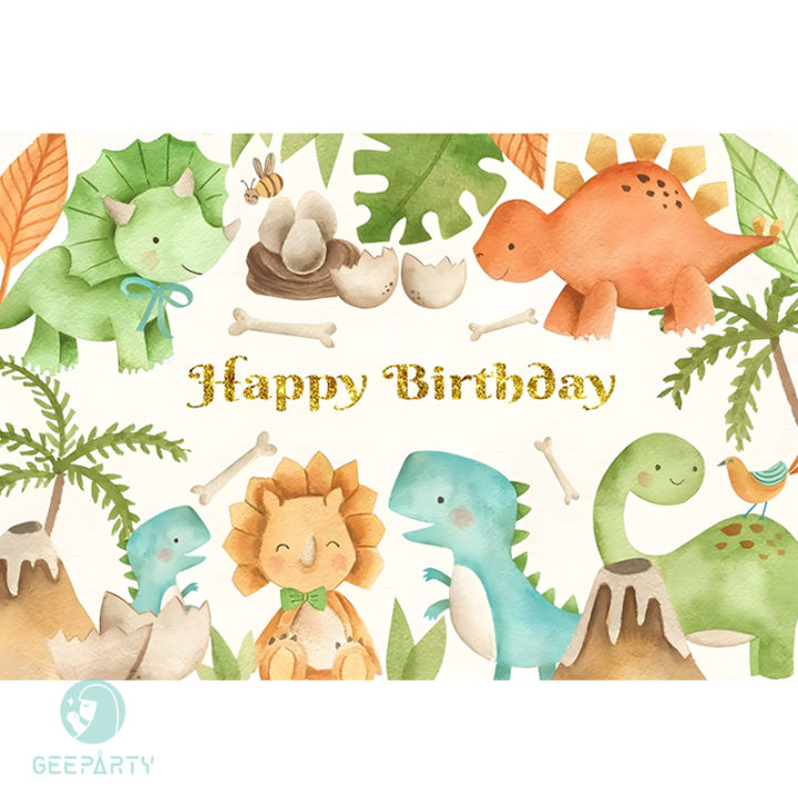 150x100cm Cartoon Dinosaur Backdrop For Kids Birthday Party Decorations ...