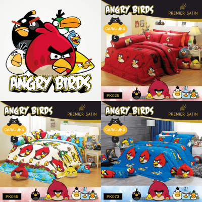 PREMIER SATIN ชุดผ้าปูที่นอน+ผ้านวม 3.5ฟุต 5ฟุต 6ฟุต แองกี้เบิร์ด Angry Birds (เลือกสินค้าที่ตัวเลือก) #TOTAL ซาติน ผ้าปู ผ้าปูที่นอน ผ้าปูเตียง