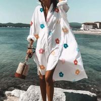 【YF】 Dress Womens Spot Print Large Swing 2023 Quick Sell New European and American Fashion Shirt