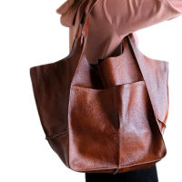 Designer Aged Metal Look Luxury Pu Leather Shoulder Bags Casual Soft Large Capacity Tote Women Handbags R Big Shopper Purses