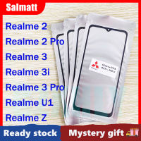 Salmatt กระจกด้านนอกหน้าจอด้านหน้ามีกาวโอก้าสำหรับ Realme 2/2 Pro/ 3/3i/3 Pro/U1/Z จอ LCD ตัวเปลี่ยนกระจกด้านนอกสัมผัส