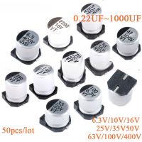 อะลูมิเนียมตัวเก็บประจุชนิดอิเล็กโตรไลต์ของ SMD 6.3V 10V 16V 25V 35V 50V 63V 100V 400V 1UF 4.7UF 10UF 47UF 100UF 470UF 680UF 1000UF