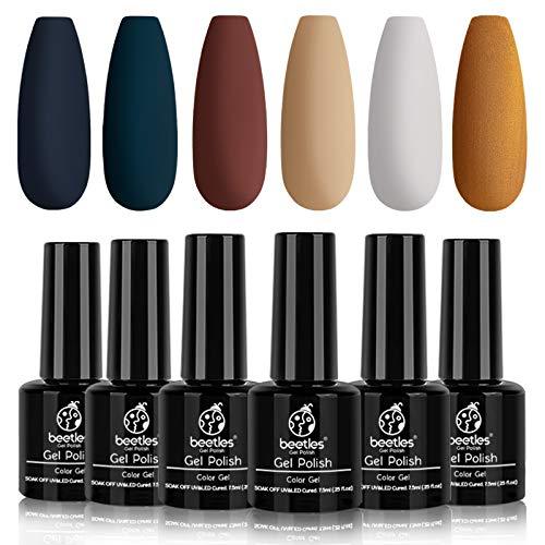 PRE-ORDER] Beetles Gel Nail Polish Set - Impressions of Milan Collection  Blue Brown Neutral Beige Champagne Gold Color Perfect for Autumn and Winter  Nail Art Manicure Kit Soak Off LED Gel Christmas