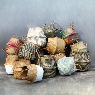 100 Handmade Plant Fiber Fabric Baskets Woven Basket Basket Storage Use for Storage or For Potted Plants Baskets Panier Osier