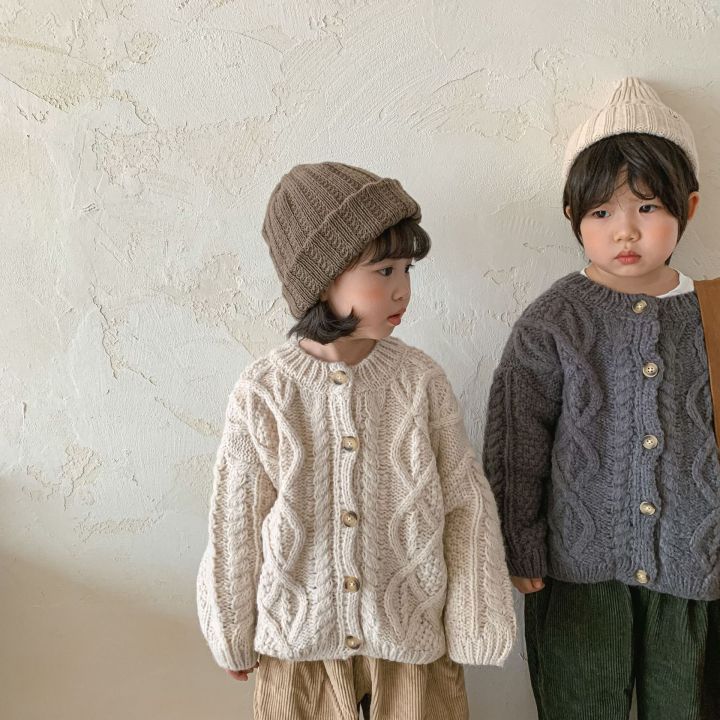 korean-children-sweaters-cardigan-autumn-and-winter-2021-baby-coarse-wool-hemp-retro-cardigan-coat-boys-girls-sweaters