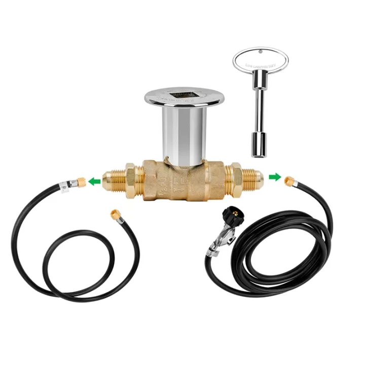 1/2Inch Straight QuarterTurn ShutOff Valve Kit for NG LP Gas Fire Pits with Polished Chrome