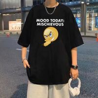 Funny Mood Today Mischievous Joke Meme Print Tshirt Male Streetwear MenS Oversized Cotton T-Shirt Men Casual Vintage Tees