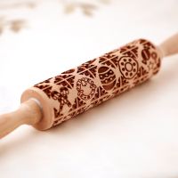 Arjmide Deep Engraved Wooden Embossed Santa Claus Snowman Christmas Rolling Pin for Baking 3D Xmas Cookie Tool ZM023 Bread  Cake Cookie Accessories