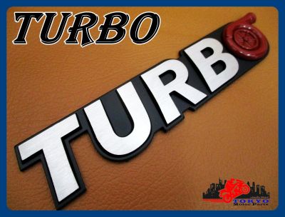 TURBO LOGO "CHROME" EMBLEM DECAL size 16 x 3.5 cm // สติ๊กเกอร์ ข้อความ TURBO สีโครเมี่ยม พร้อมกาวติด