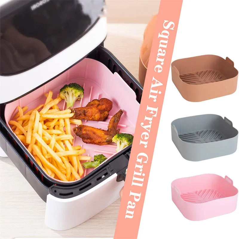 21CM Silicone Air Fryer Pot Tray BBQ Barbecue Pad Plate Airfryer