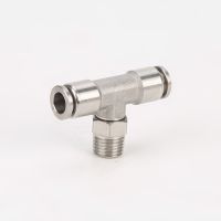 1/8 quot; 1/4 quot; 3/8 quot; 1/2 quot; BSP Male Thread 304 Stainless Steel 3 Way Air Pneumatic Tee Type Push In Fitting Quick Connector