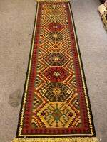 Turkish Killim Hall Runner, Wool, 294x80 CM, from Turkey.