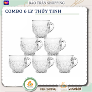 LY ĐẸP Bộ 6 Ly Thủy Tinh Có Quai Uống trà sang trọng