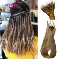 Straight Nano-Ring Hair Extensions 0.8g1gpc 50pcsSet Keratin Capsules Micro Rings Remy Human Hair Natural Brown Blonde Color