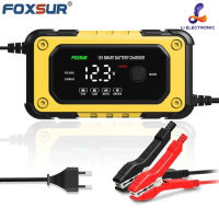 FOXSUR รุ่น FBC1206E  เครื่องชาร์จแบตเตอรี่ FOXSUR รถยนต์ 12V 6A 4-120Ah Pulse Repair จอแสดงผล LCD อัจฉริยะ Fast Charge