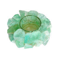 สีเขียว Fluorite หยาบหิน Votive เชิงเทียน Tealight ควอตซ์คริสตัล Healing อัญมณี Hand Made Tealight ผู้ถือ Home Decor Reiki หิน