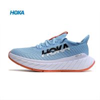 HOKA หนึ่งของแท้รองเท้าผู้ชายและรองเท้าผ้าใบสตรีถนนดูดซับแรงกระแทกสีฟ้า X3คาร์บอนหนึ่งชิ้นพื้นแผ่นรองคาร์บอนนุ่ม