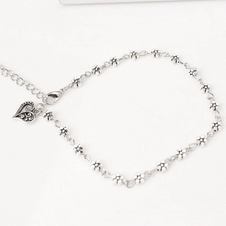 new-fashion-foot-chain-tibetan-silver-hollow-plum-flowers-heart-shaped-anklet-for-women