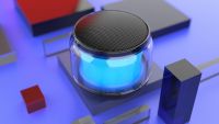 2022 new colored lights round small steel gun Bluetooth speaker mini portable cross-border Bluetooth speaker