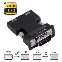 HDMI Female to VGA Male Converter+Audio Adapter Support 1080P Signal Output (Black)