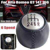 Black Leather Gear Shift Knob For Alfa Romeo GT 147 166 Manual 6 Speed Cae Stick Change Lever Knob Shifter HandBall