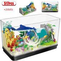 Wonderful Qquarium Fish Tank Micro Building Blocks DIY Ocean Explore Fishbowl LED Light Bricks ของเล่นตกแต่งบ้านสำหรับเด็ก