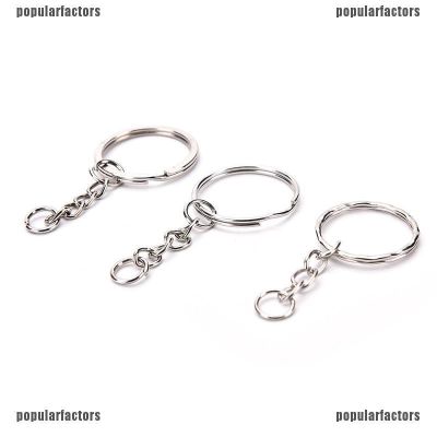 [Popular] 100 PcsSet Silvery Key Chains Stainless Alloy Circle DIY 25mm Keyrings 3 Styles [FS]