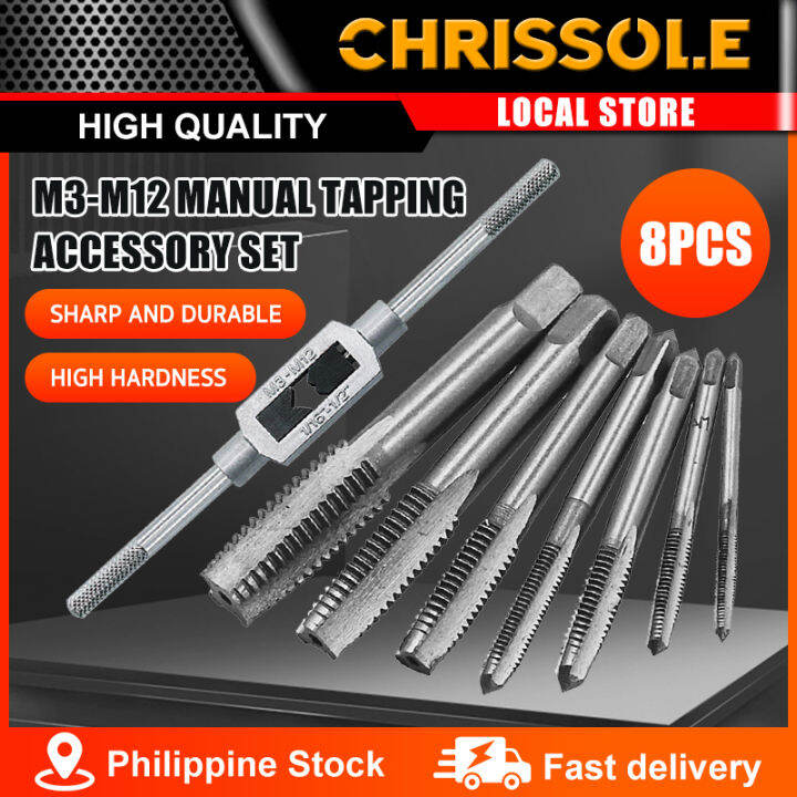 【Chrissole】8pcs Retreading Rethreading Tool Set Hand Tap Threading ...