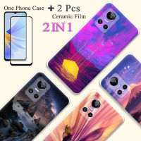 2 IN 1สำหรับ Realme GT Neo 3เคส TPU นุ่มและหลากสีทาสีเคสโทรศัพท์ด้วยฟิล์มกันรอยกันกระแทกโค้ง