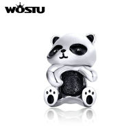 WOSTU วัสดุ Panda Hug ผู้หญิงเครื่องประดับลูกปัดโลหะสัตว์ Charm เหมาะกับ3มม.สร้อยข้อมือเงิน ZBAIC026