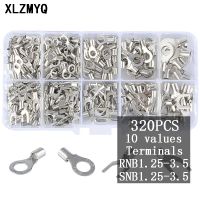 320Pcs/Box 10 In 1 Terminals Non-Insulated Ring Fork U-type Brass Terminals Assortment Kit Cable Wire Connector Crimp Spade