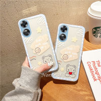 เคสโทรศัพท์มือถือ OPPO A78 4G น่ารักลายการ์ตูนหมีลวดลายโปร่งใสเคสโทรศัพท์มือถือฝาครอบด้านหลังเนื้อนิ่ม TPU ซิลิโคนสำหรับ OppoA78 4G เคสห่อหุ้มกันกระแทก