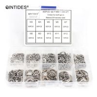 QINTIDES 300PCS M3 - M12 Circlips for shaft type A Assorted kit 304 Stainess steel shaft retaining ring Bearing retainer circlip