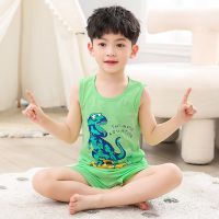 Baby Kids Pajamas Sets Cotton Boys Pajamas For Girls Sleevelees Dinosaur Tshirt Short Summer Pijama Suit Children Clothing