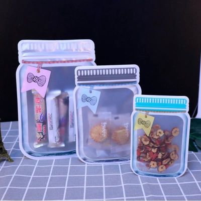 Reusable Mason Jar Bottles Bags Nuts Candy Cookies Bag Waterproof Seal Fresh Food Storage Bag Snacks Sandwich Zip Lock Bags